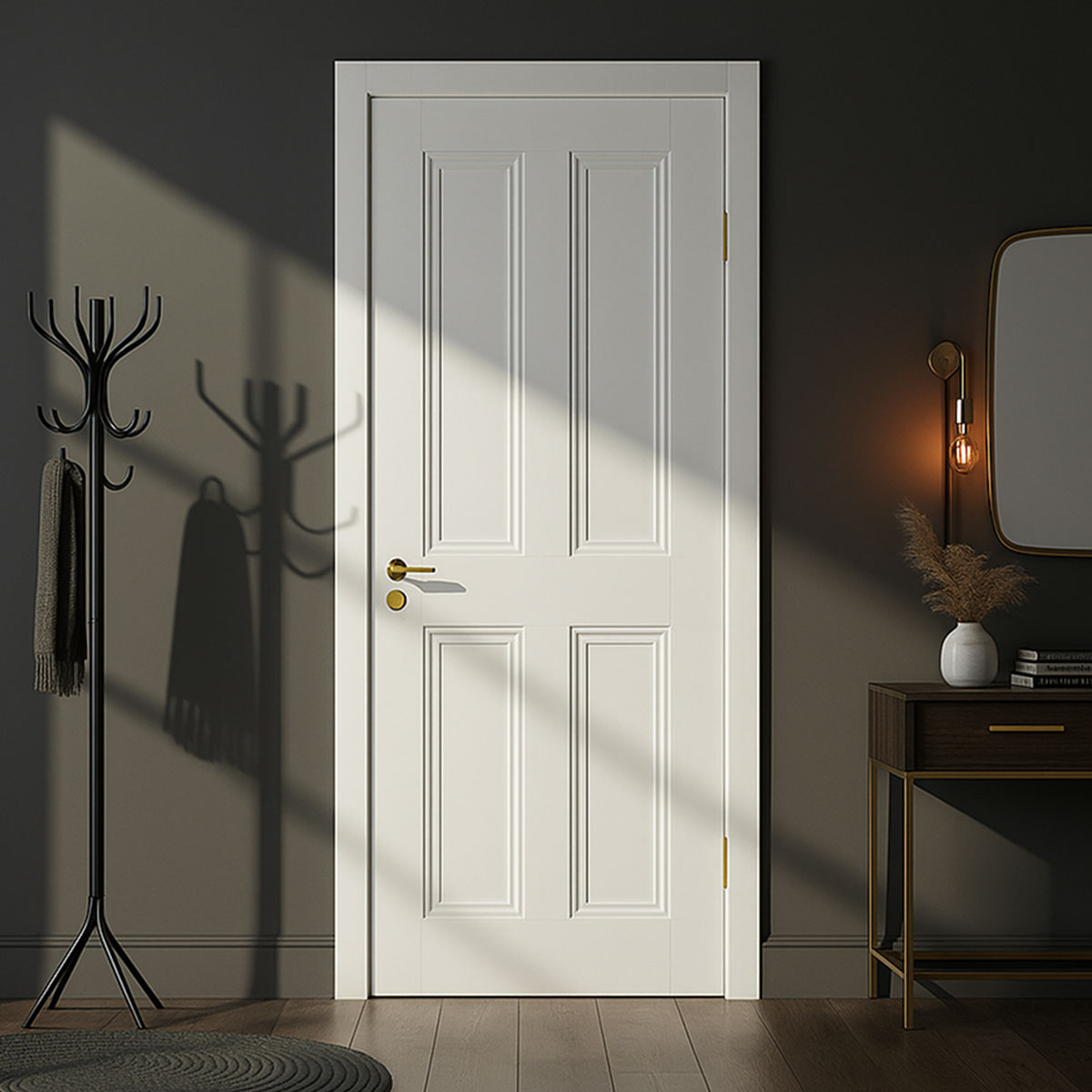 【blank】Hide Inside Double Coat Harberton White Primed 4 Panel Internal Door | Doorways