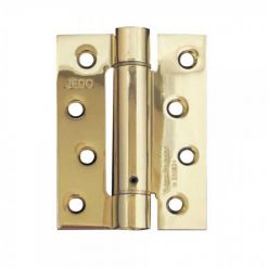 Jedo Steel Single Action Spring Hinges 102mm x 76mm Electro Brassed