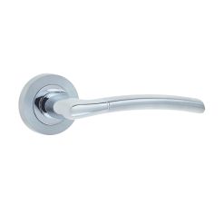 Lorenzo Door Handle on Rose Polished & Satin Chrome