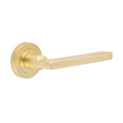 Jet Lever on Round Rose Door Handle Satin Nickel