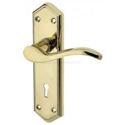 Paris Suite Door Handles On Lock Backplate Polished Brass