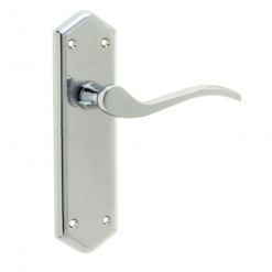 Paris Suite Door Handles On Latch Backplate Polished Chrome