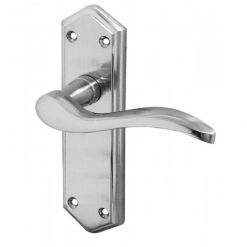 Paris Suite Door Handles On Latch Backplate Satin Chrome
