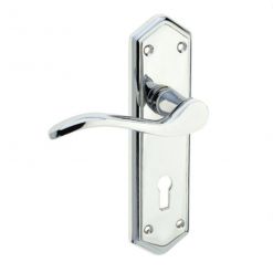 Paris Suite Door Handles On Lock Backplate Polished Chrome