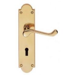 Victorian Door Handle On Lock Backplate Polished Brass