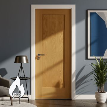 Shaker 1 Panel White Oak Fully Finished Fire Door 