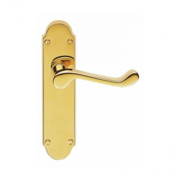 Epsom Suite Door Handle On Latch Backplate Polished Brass