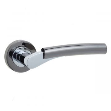Arkus Door Handle on Rose Polished Chrome & Polished Black Nickel