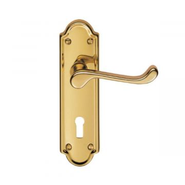 Ashtead Door Handles On Lock Backplate Polished Brass 