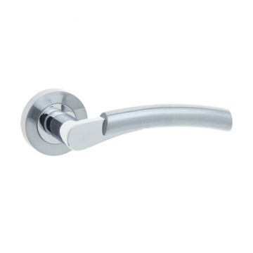 Capri Lever on Rose Door Handle Polished & Satin Chrome
