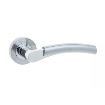 Capri Door Handle On Rose Polished & Satin Chrome 