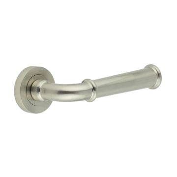 Classic Door Handle On Rose Satin Nickel