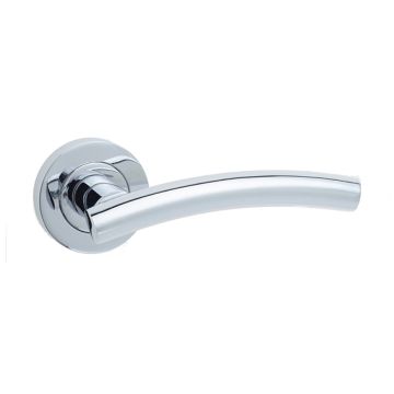 Curve Door Handle On Rose Polished Chrome