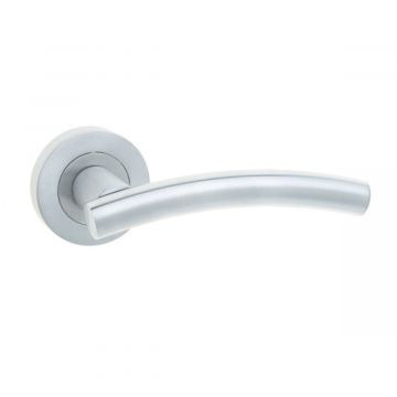 Curve Door Handle on Rose Satin Chrome