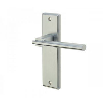 Delta Suite Door Handles On Latch Backplate Satin Chrome