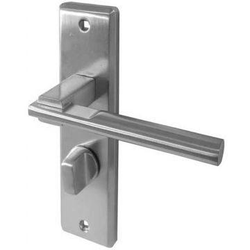 Delta Suite Door Handles On Bath Backplate Satin Chrome