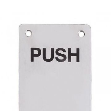 Engraved Push Plate 300mm x 75mm Satin Anodised Aluminium 
