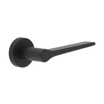 Geo Door Handle On Rose Matt Black