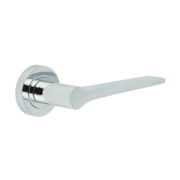 Geo Door Handle On Rose Polished Chrome