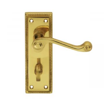 Georgian Door Handle On Bath Backplate Polished Brass 
