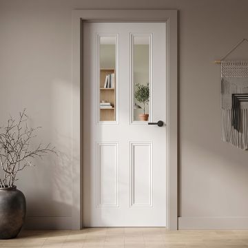 Harberton Smooth Internal White Primed 2 Lite Clear Glazed Door