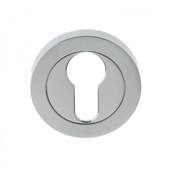 Jedo Designer Euro Profile Escutcheons on 50mm Round Rose Polished Chrome