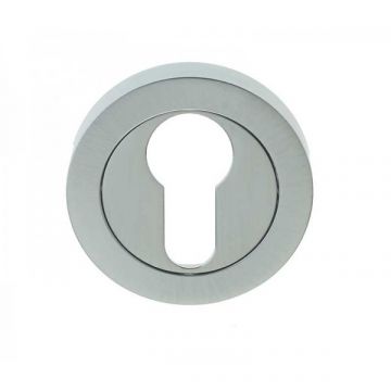 Jedo Designer Euro Profile Escutcheons on 50mm Round Rose Satin Chrome