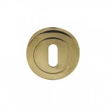 Jedo Standard Keyway Escutcheons on 50mm Round Rose Polished Brass