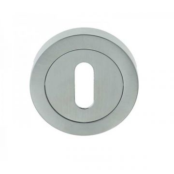 Jedo Standard Keyway Escutcheons on 50mm Round Rose Satin Chrome