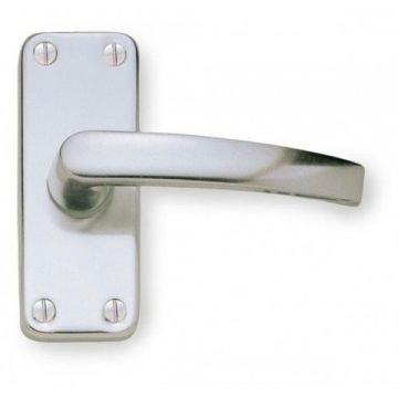 Contract Door Handle On Latch Backplate Satin Anodised Aluminium