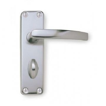 Contract Door Handle On Bath Backplate Satin Anodised Aluminium