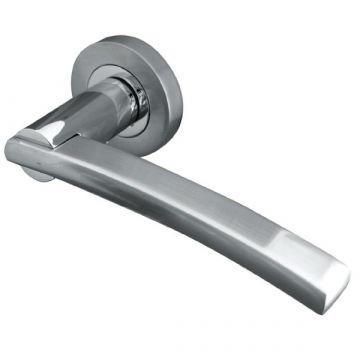 Modena Door Handle on Rose Polished & Satin Chrome
