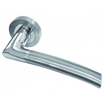 Lorenzo Door Handle on Rose Polished & Satin Chrome