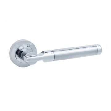 Lydia Door Handle On Rose Polished Chrome / Satin Chrome