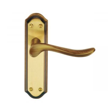 Lytham Door Handles On Latch Backplate Florentine Bronze