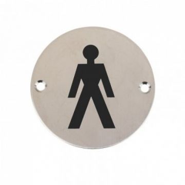 Male Symbol 76mm Satin Stainless Steel 