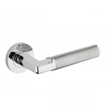 Zoo Milan Lever On Rose Door Handle Polished Chrome & Satin Stainless Steel