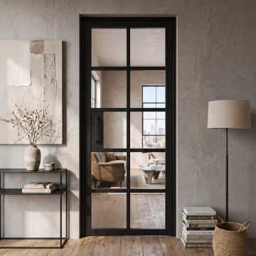 Northport Internal Black 10L Clear Glazed Door