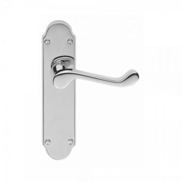 Epsom Suite Door Handle On Latch Backplate Polished Chrome