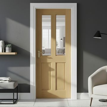 Oxford Internal White Oak 2 Lite Clear Glazed Unfinished Door