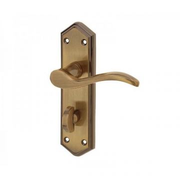 Paris Suite Door Handles On Bath Backplate Antique Bronze