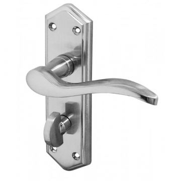 Paris Suite Door Handles On Bath Backplate Satin Chrome