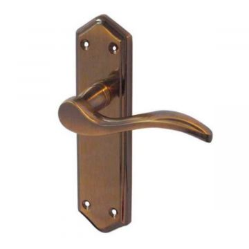 Paris Suite Door Handles on Latch Backplate Antique Bronze