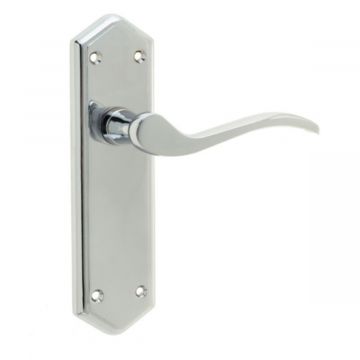 Paris Suite Door Handles On Latch Backplate Polished Chrome