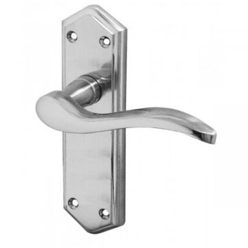 Paris Suite Door Handles On Latch Backplate Satin Chrome
