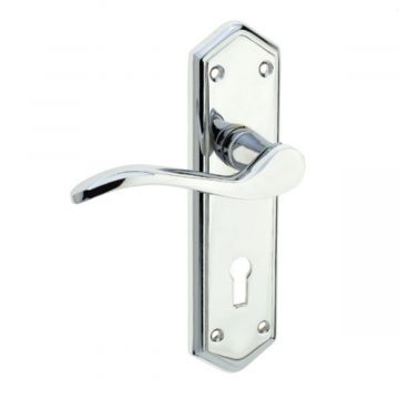 Paris Suite Door Handles On Lock Backplate Polished Chrome