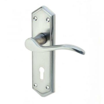 Paris Suite Door Handles On Lock Backplate Satin Chrome