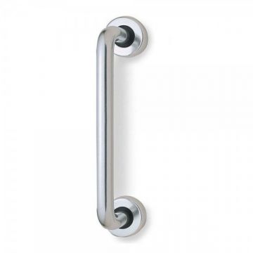 Round Bar Pull Handle on Rose 225mm Satin Anodised Aluminium