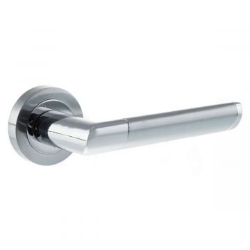 Santorini Door Handle on Rose Satin Chrome & Polished Chrome