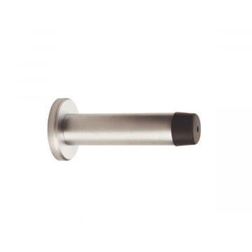 Skirting Mounted Cylinder Door Stop 71mm Satin Chrome Plated